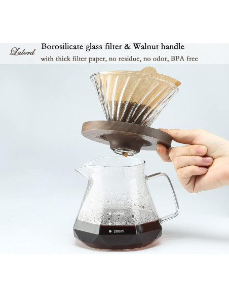 Cafetera de Goteo Lalord 600 ml Vidrio Borosilicato con Filtros