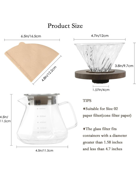 Cafetera de Goteo Lalord 600 ml Vidrio Borosilicato con Filtros