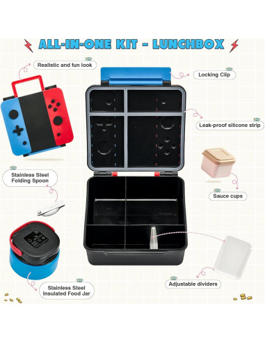 Caja Bento FAJSL para Niños con Termo 283g, Cuchara y Salsa