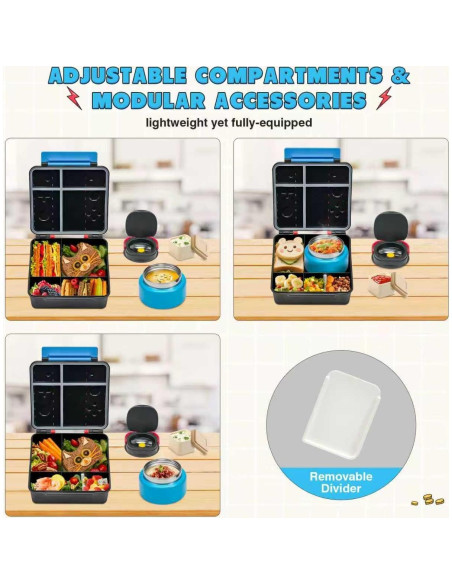 Caja Bento FAJSL para Niños con Termo 283g, Cuchara y Salsa