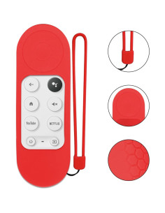 Funda de Silicona Geekria para Control Remoto Google TV HD 2022 y 4K 2020 - Antideslizante y Resistente a Golpes (Rojo) 2