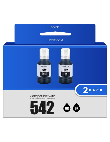 Botellas de recarga de tinta negra 542 Topcolor - 2 unidades