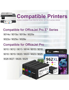 Cartuchos de Tinta 962XL MANDBOY 4-Pack Negro Cian Magenta Amarillo 2