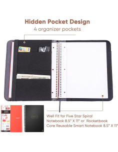 Cubierta de cuaderno APOFFICE L negra para Rocketbook y Five Star 2