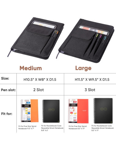 Cubierta de cuaderno APOFFICE L negra para Rocketbook y Five Star