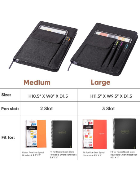 Cubierta de cuaderno APOFFICE L negra para Rocketbook y Five Star