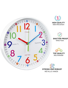 Reloj de Pared Analógico AIRUIFU 30.48 cm Colorido Silencioso 2