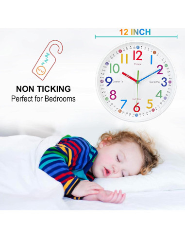 Reloj de Pared Analógico AIRUIFU 30.48 cm Colorido Silencioso