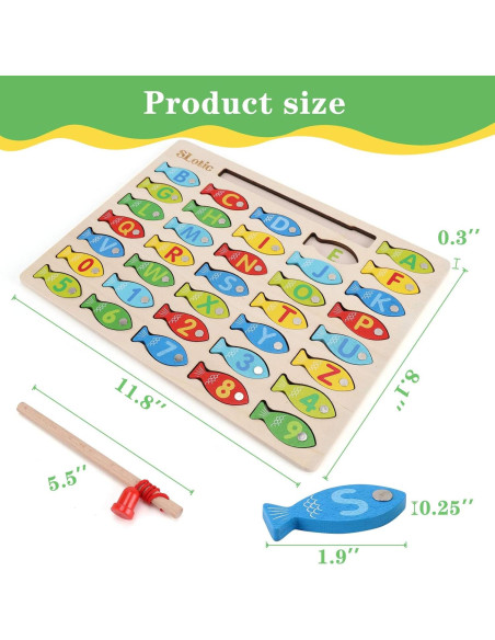 Juego de Pesca Magnético de Madera Slotic para Niños 3-5 Años Juego de Pesca Magnético de Madera Slotic para Niños 3-5 Años