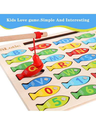 Juego de Pesca Magnético de Madera Slotic para Niños 3-5 Años