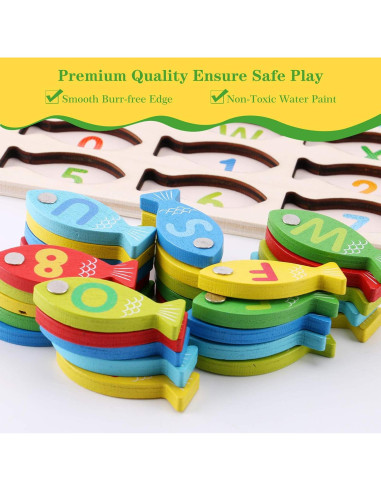 Juego de Pesca Magnético de Madera Slotic para Niños 3-5 Años