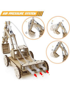 Mini Tudou Kit de Excavadora de Madera 3D STEM con Presión de Aire 2