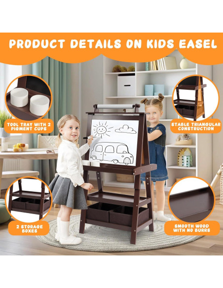 Caballete de Arte Elevon para Niños 3 en 1 con Pizarra Doble