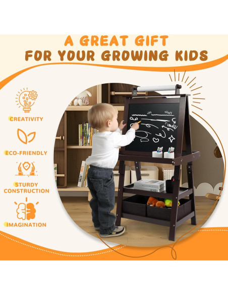 Caballete de Arte Elevon para Niños 3 en 1 con Pizarra Doble