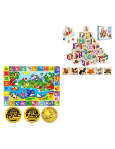 Manta de Juego QUOKKA para Bebés + Bloques de Madera