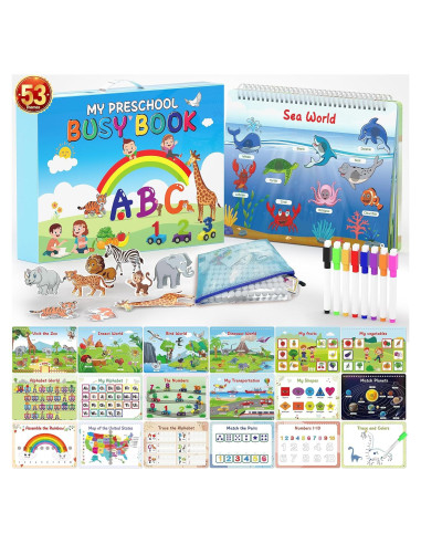 Libro Ocupado Montessori WJPC 53 Diseños para Niños 3-8 Años