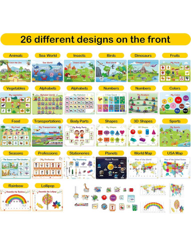 Libro Ocupado Montessori WJPC 53 Diseños para Niños 3-8 Años