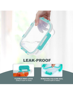 Paquete de 10 Contenedores de Almacenamiento de Vidrio KOMUEE 2