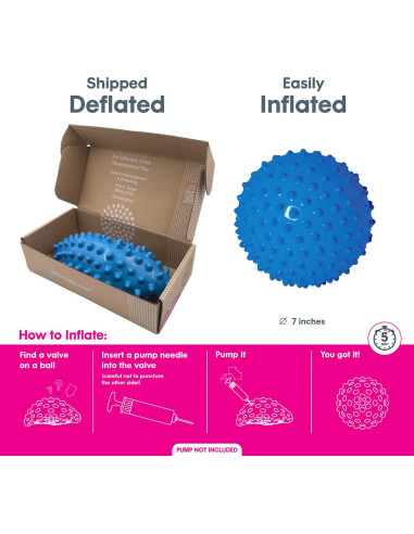 Bola Sensorial Edushape 18 cm Azul Desinflada para Bebés