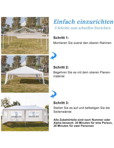 Carpa de Fiesta 3x6 m Banhuiey Impermeable con 4 Paredes