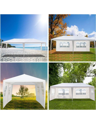 Carpa de Fiesta 3x6 m Banhuiey Impermeable con 4 Paredes