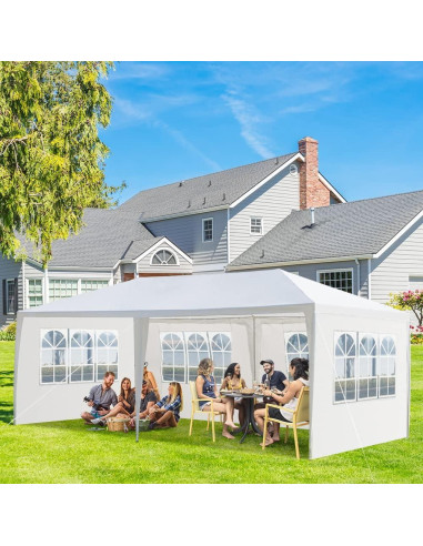 Carpa de Fiesta 3x6 m Banhuiey Impermeable con 4 Paredes