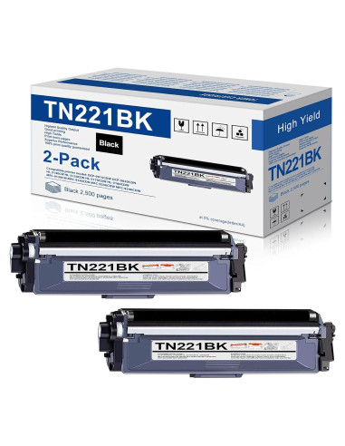 Cartucho de Tóner Negro MitoColor TN-221 Compatible 2 Paquetes