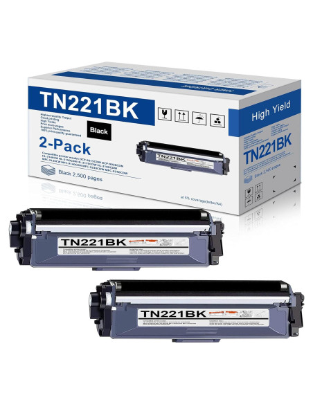 Cartucho de Tóner Negro MitoColor TN-221 Compatible 2 Paquetes