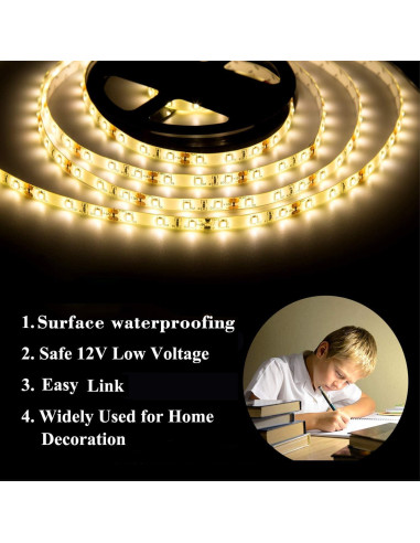 Tira de Luz LED 15m Blanca Cálida JUNWEN Impermeable 12V