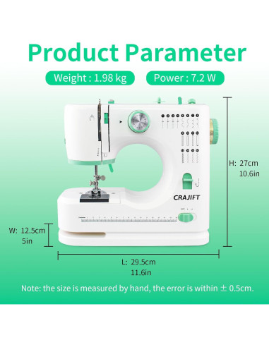 Máquina de Coser Eléctrica CRAFT-0-1 para Principiantes 16 Puntadas