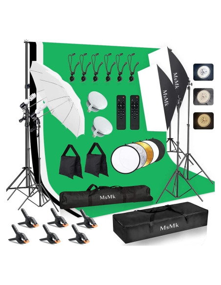 Kit de Iluminación Fotográfica MsMk 8.5x10ft Softbox LED 6400K