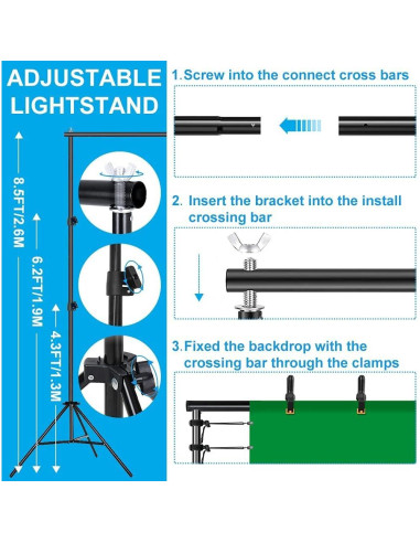 Kit de Iluminación Fotográfica MsMk 8.5x10ft Softbox LED 6400K