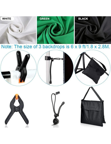 Kit de Iluminación Fotográfica MsMk 8.5x10ft Softbox LED 6400K