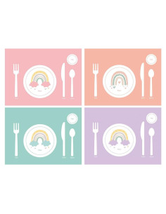 Conjunto de 4 Manteles Educativos SharkBliss Arcoíris 30x40cm