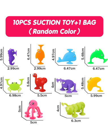 Juguete de Baño Succionador SKYWHALE 10PCS Animales 3-8 Años