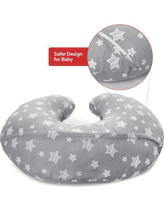 Funda de Almohada de Lactancia Moonsea Gris Estrella Suave 2