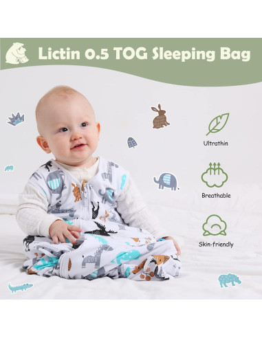 Saco de Sueño Lictin 0.5 Tog Algodón Orgánico 2 Unidades 18-36 Meses