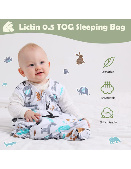 Saco de Sueño Lictin 0.5 Tog Algodón Orgánico 2 Unidades 18-36 Meses