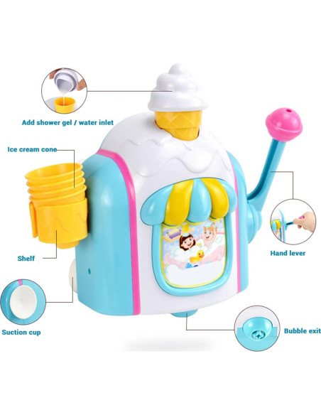 Máquina de Burbujas de Baño TUEQE para Niños 3-8 Años Máquina de Burbujas de Baño TUEQE para Niños 3-8 Años