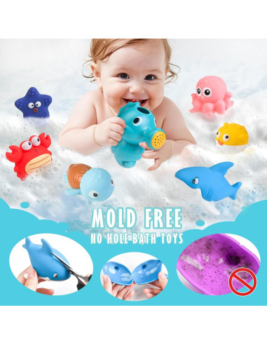 Juguetes de Baño Sin Moho Wixlon - Animales Marinos y Regadera