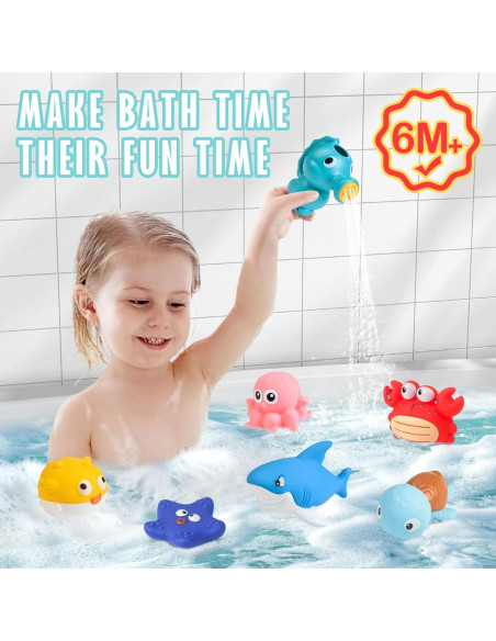 Juguetes de Baño Sin Moho Wixlon - Animales Marinos y Regadera