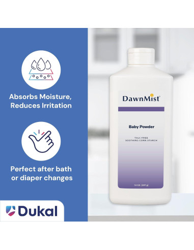 Dukal Polvo de Maíz para Bebés 396 g - Paquete de 2, Libre de Talco