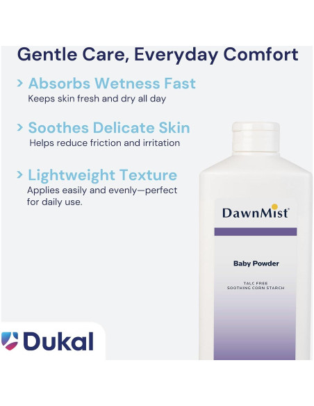 Dukal Polvo de Maíz para Bebés 396 g - Paquete de 2, Libre de Talco