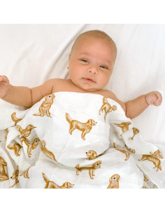 Manta de Muselina LifeTree Golden Retriever 120x120 cm Suave 2