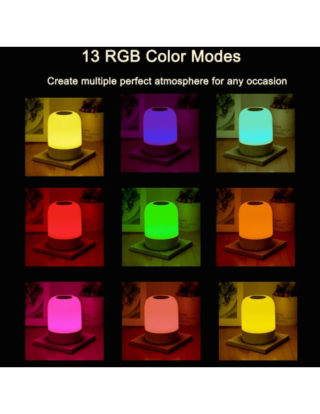 Luz Nocturna LED ELITUN RGB Táctil 13 Colores Regulable