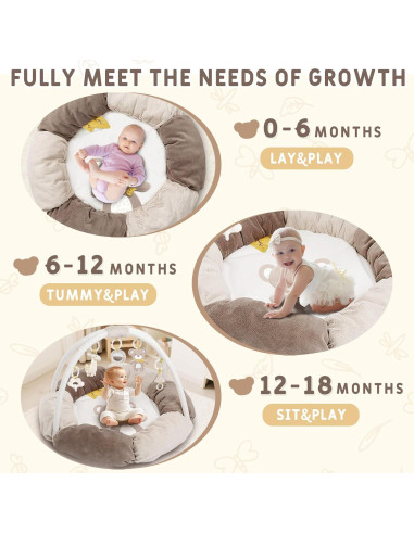 Alfombra de Juego 5 en 1 Oso para Bebés Grande y Gruesa