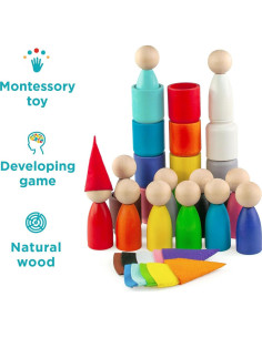 Muñecos de Madera Ulanik 12 Piezas Montessori 3 Años 2