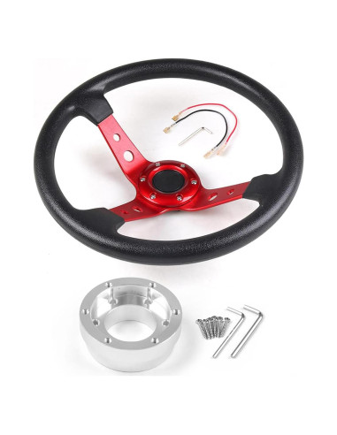 Volante de Carreras Dyno Racing 35.56cm Rojo con Adaptador 70mm