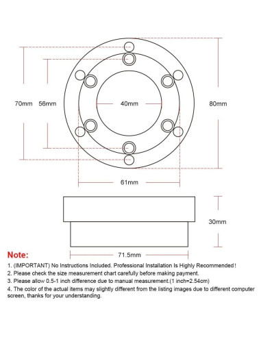 Volante de Carreras Dyno Racing 35.56cm Rojo con Adaptador 70mm