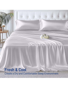 Juego de Sábanas Queen Sylvaris 4 Piezas Viscosa Bambú Gris 2